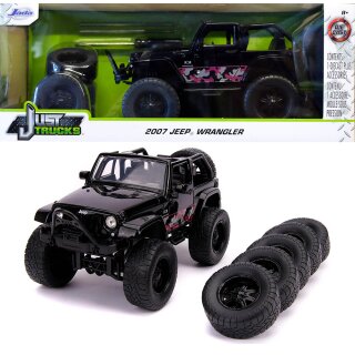 2007 Jeep Wrangler Off-Road + Satz Reifen & Felgen 1:24 Jada Toys 31560