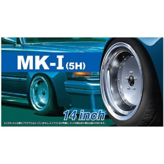 14 Zoll Mark MK-I 5H Felgen & Reifen Set 1:24 Model Kit Bausatz Aoshima 054383