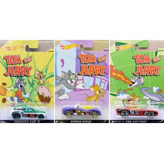 Tom and Jerry Car Set 3 models in 1:64 Hot Wheels CMJ28