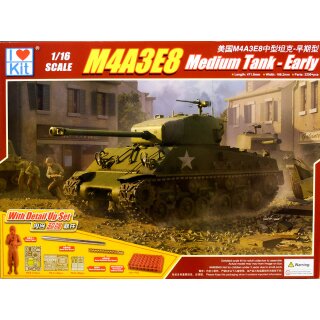 Sherman M4A3E8 Medium Tank Early Panzer 1:16 Model Kit Bausatz I Love Kit 61619