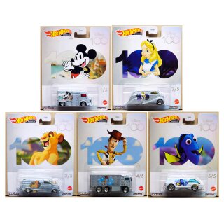 Disney 100th Anniversary Set 5 Modellautos Premium Pop Culture 2023 1:64 Hot Wheels DLB45 - 979S