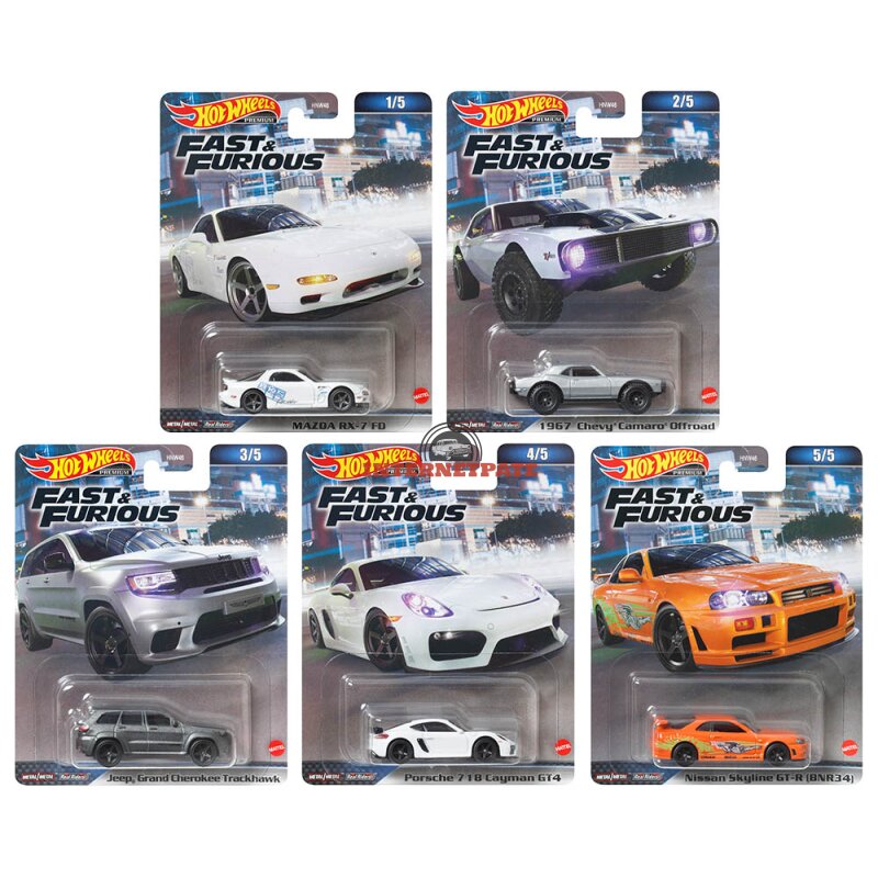 Fast & Furious Set 5 models 2023 Premium Entertainment 1:64 Hot
