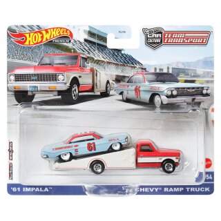 61 Chevy Impala + 72 Chevy Ramp Truck Team Transport #54 Car Culture 1:64 Hot Wheels HKF40 FLF56