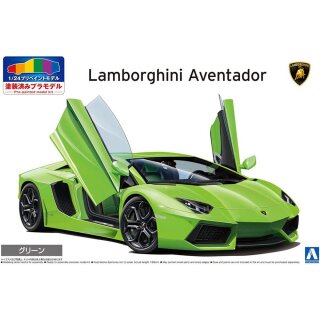 Lamborghini Aventador Green Prepainted 1:24 Model Kit Aoshima 062036