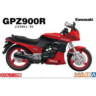 1990 Kawasaki GPZ900R Ninja ZX900A + Custom Parts Bike 1:12 Model Kit Bausatz Aoshima 067093