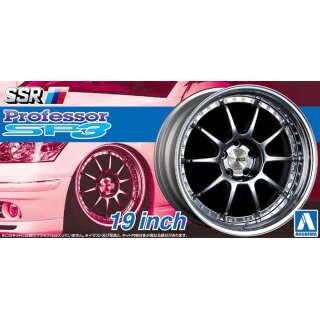 19 Zoll SSR Professor SP3 Felgen & Reifen Set 1:24 Model Kit Bausatz Aoshima 05254