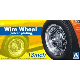 13 Zoll Wire Wheel silver plating Felgen & Reifen Set 1:24 Model Kit Bausatz Aoshima 066263