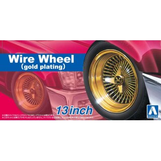 13 inch Wire Wheel silver plating Tire & Wheel Set 1:24 Model Kit Aoshima 066270