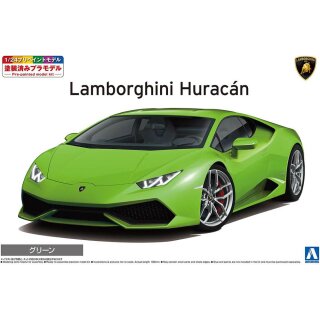 2014 Lamborghini Huracan Green Prepainted 1:24 Model Kit Aoshima 066423