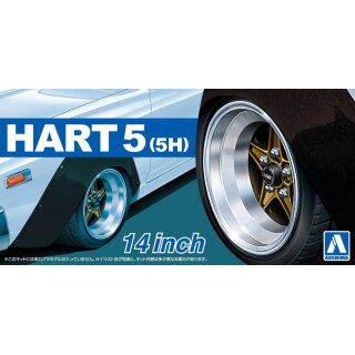 14 Zoll Hart 5 (5H) Felgen & Reifen Set 1:24 Model Kit Bausatz Aoshima 05436