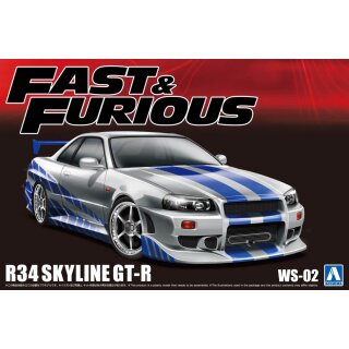 Nissan Skyline GT-R R34 Fast & Furious 1:24 Model Kit Bausatz Aoshima 06795