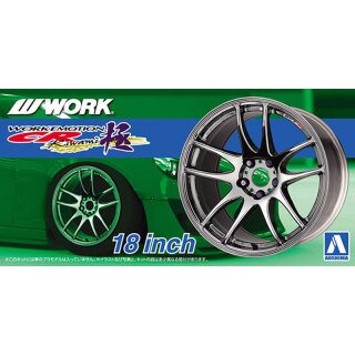 18 inch Work Emotion CR Kiwami Wheel & Tire Set 1:24 Model Kit Aoshima 053003